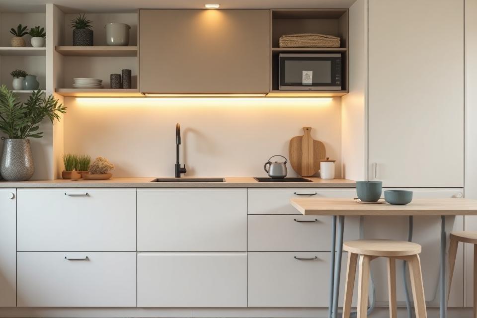 Completed compact kitchen design optimizing small space