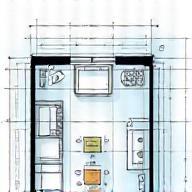 Floor plan sketch of kitchen layout